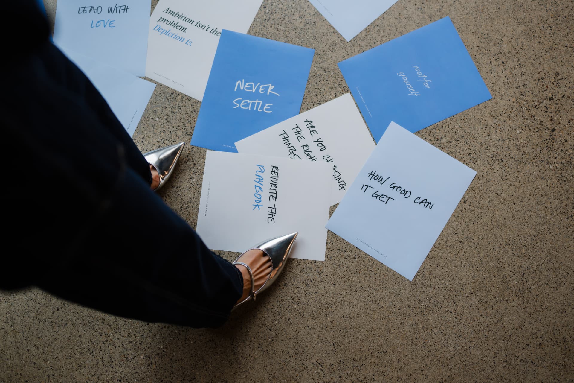 Mandy Balak, editorial cards on concrete